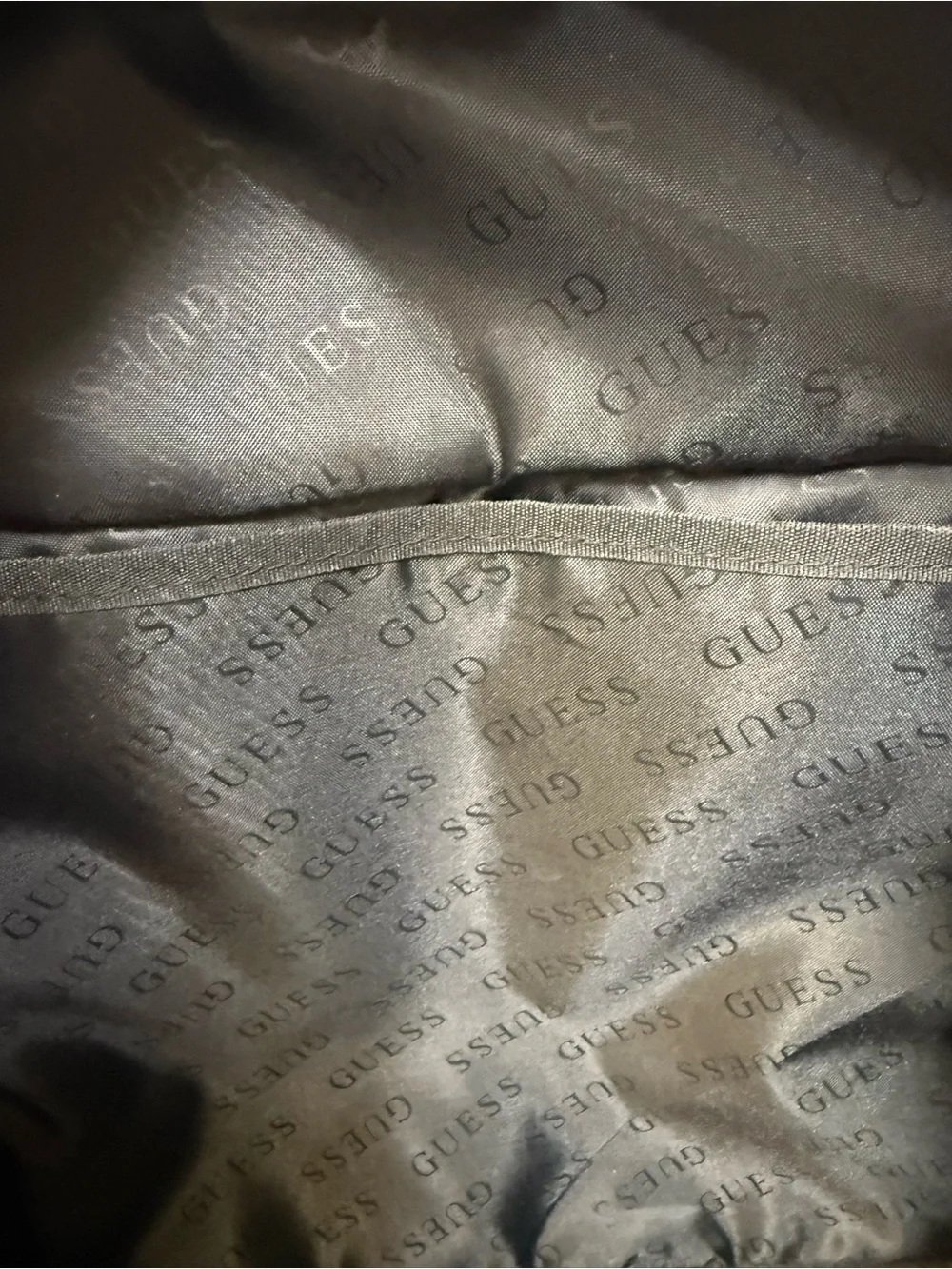 Guess Gray Monogram Convertible Backpack Tote with Black Accents